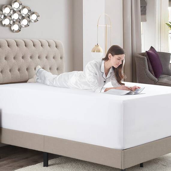 Empyrean Bedding Spannbettlaken für hohe Matratzen, 45.7 cm – 53.3 cm, extra tief, luxuriös, seidig, weich, doppelt gebürstete Mikrofaser, hypoallergen, knitterfrei, Queen-Size-Bett, Weiß