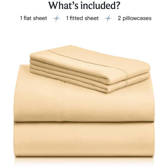 LuxClub Bambus-Bettlaken-Set, 6-teilig, Tiefe Taschen, 45,7 cm, umweltfreundlich, knitterfrei, maschinenwaschbar, Hotel-Bettwäsche, seidig weich, Butterfarben