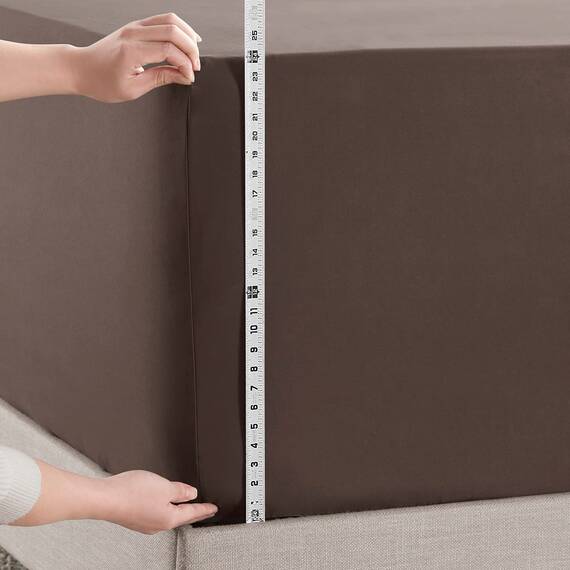 Empyrean Bedding Spannbettlaken für hohe Matratzen, 45.7 - 53.3 cm, extra tief, luxuriös, seidig, weich, doppelt gebürstete Mikrofaser, hypoallergen, knitterfrei, Kingsize-Bett, Braun