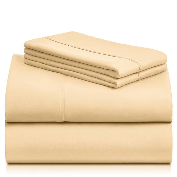 LuxClub Bambus-Bettlaken-Set, 6-teilig, Tiefe Taschen, 45,7 cm, umweltfreundlich, knitterfrei, maschinenwaschbar, Hotel-Bettwäsche, seidig weich, Butterfarben