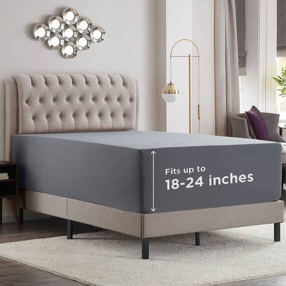 Empyrean Bedding Spannbettlaken für hohe Matratzen, 45.7 cm – 53.3 cm, extra tief, luxuriös, seidig weich, doppelt gebürstete Mikrofaser, hypoallergen, knitterfrei, King-Size-Bett, Grau