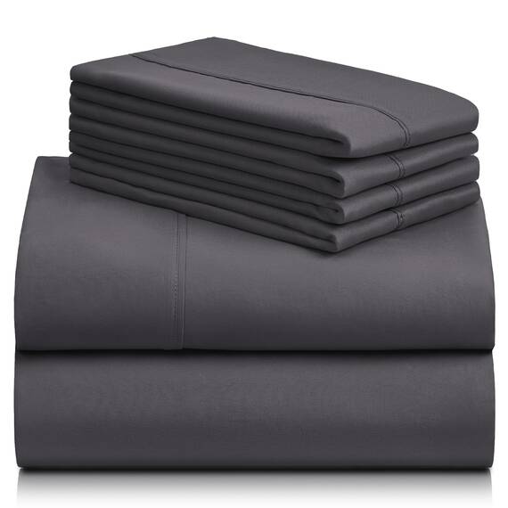 6 PC luxclub Bambus-Bettlaken-Set W/45.7 cm Tiefe Taschen – Eco Friendly, knitterfreies, Hypoallergentic, antibakteriell, Feuchtigkeitstransport, farbbeständig, seidig, grau, California King