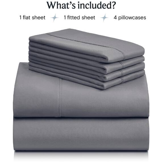 6 PC luxclub Bambus-Bettlaken-Set W/45.7 cm Tiefe Taschen – Eco Friendly, knitterfreies, Hypoallergentic, antibakteriell, Feuchtigkeitstransport, farbbeständig, seidig, silber, California King