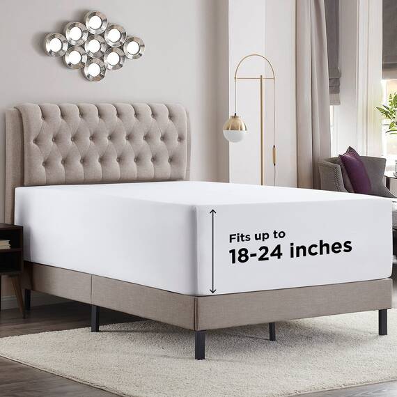 Empyrean Bedding Spannbettlaken für hohe Matratzen, 45.7 cm – 53.3 cm, extra tief, luxuriös, seidig, weich, doppelt gebürstete Mikrofaser, hypoallergen, knitterfrei, Queen-Size-Bett, Weiß