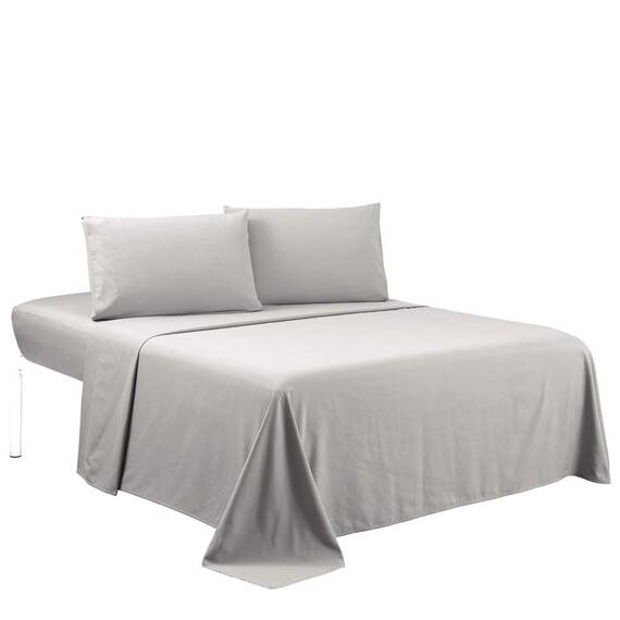 Sfoothome Bettlaken-Set mit 4 Klammern, Tiefe Taschen, 2 extra Kissenbezüge, knitterfrei, fleckenabweisend, 6-teilig Full Light Gray-4 Pieces