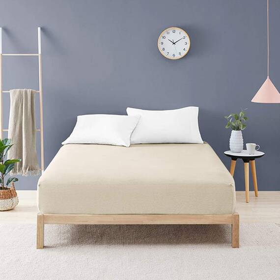 COSMOPLUS Spannbettlaken für Kingsize-Betten (ohne Bettlaken oder Kissenbezüge), 4-Wege-Stretch-Mikro-Knit, für Standard-Matratzen und Luftmatratzen von 20.3 cm bis 35.6 cm, Beige