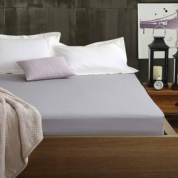 Cosmoplus Queensize-Spannbetttuch (ohne Bettlaken oder Kissenbezüge), 4-Wege-Stretch-Mikro-Knit, für Standard-Matratzen und Luftbett-Matratzen von 20.3 cm bis 35.6 cm, Hellgrau