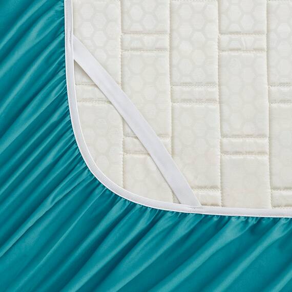 Empyrean Bedding Spannbettlaken für hohe Matratzen, 45.7 - 53.3 cm, extra tief, luxuriös, seidig, weich, doppelt gebürstete Mikrofaser, hypoallergen, knitterfrei, für Doppelbett, Blaugrün