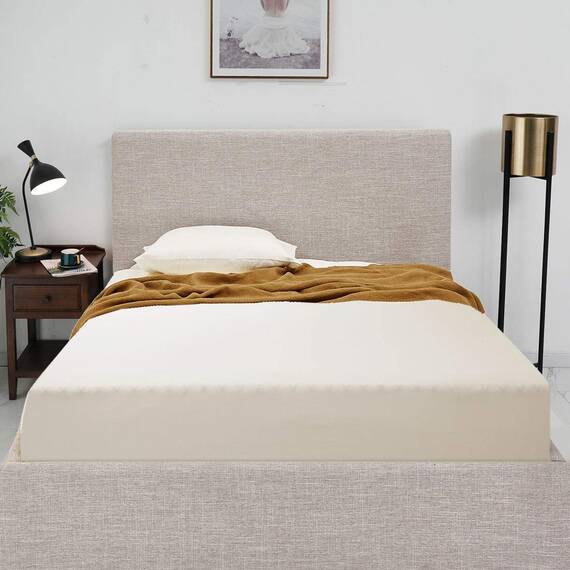 COSMOPLUS Spannbettlaken für Kingsize-Betten (ohne Bettlaken oder Kissenbezüge), 4-Wege-Stretch-Mikro-Knit, für Standard-Matratzen und Luftmatratzen von 20.3 cm bis 35.6 cm, Beige