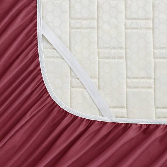 Empyrean Bedding - Extra tiefes Spannbettlaken für Doppelbett, 110 g/m² Mikrofaser, 99,1 x 203,2 cm, passt für Matratzen 45,7 - 61 cm, mit zwei XL-Taschen und Eckbändern, in Burgunderrot