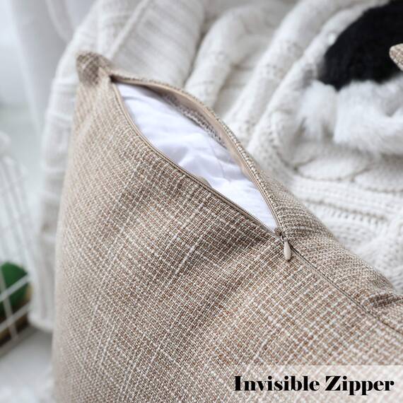 Kevin Textile Dekorativer Kissenbezug für Bett/Sofa, 66 x 66 cm (2 Stück, natürliches Leinen)