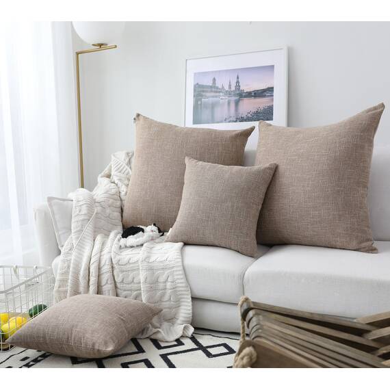 Kevin Textile Dekorativer Kissenbezug für Bett/Sofa, 66 x 66 cm (2 Stück, natürliches Leinen)