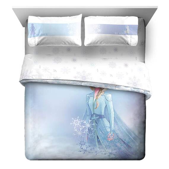 Jay Franco Disney Frozen 2 Elsa Color Block 7 Piece Queen Bed Set - Includes Reversible Comforter & Sheet Set Bedding - Super Soft Fade Resistant Microfiber (Official Disney Product)