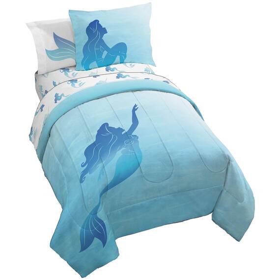 Jay Franco Disney The Little Mermaid Jewel 5 Piece Twin Bed Set - Includes Reversible Comforter & Sheet Set - Bedding Features Ariel - Super Soft Fade Resistant Microfiber (Official Disney Product)