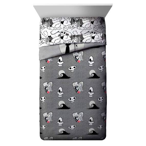 Disney Nightmare Before Christmas Moonlight 7 Piece Full Bed Set - Includes Reversible Comforter & Sheet Set - Features Jack Skellington and Sally - Super Soft Microfiber - (Official Disney Product)