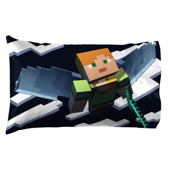 Jay Franco Minecraft Daytime 7-teiliges Queen-Bettwäsche-Set – inkl. Bettdecke und Bettlaken – Bettwäsche mit Alex und Steve – superweiche, lichtbeständige Mikrofaser – (offizielles Minecraft-Produkt)