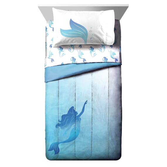 Jay Franco Disney The Little Mermaid Jewel 5 Piece Twin Bed Set - Includes Reversible Comforter & Sheet Set - Bedding Features Ariel - Super Soft Fade Resistant Microfiber (Official Disney Product)