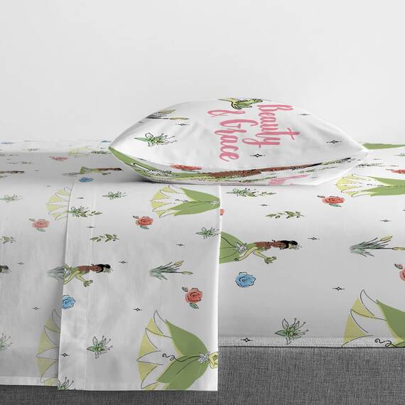 Disney The Princess And The Frog Beauty & Grace 5 Piece Twin Size Bed Set - Includes Comforter & Sheet Set Featuring Tiana - Super Soft Bedding Fade Resistant Microfiber (Official Disney Product)