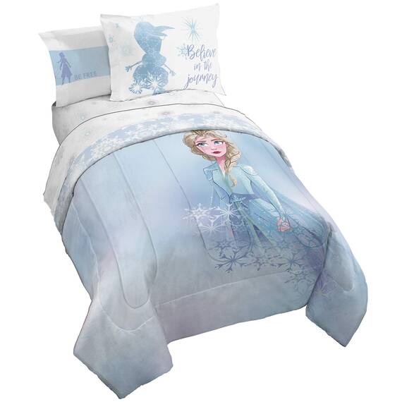 Jay Franco Disney Frozen 2 Elsa Color Block 7 Piece Queen Bed Set - Includes Reversible Comforter & Sheet Set Bedding - Super Soft Fade Resistant Microfiber (Official Disney Product)