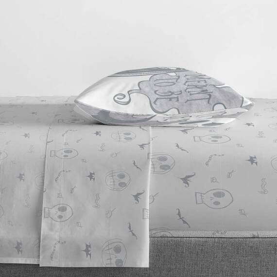 Jay Franco Disney Nightmare Before Christmas Meant to Be 4 Piece Twin Bed Set - Includes Comforter & Sheet Set - Bedding Features Jack Skellington & Sally (Official Disney Product)