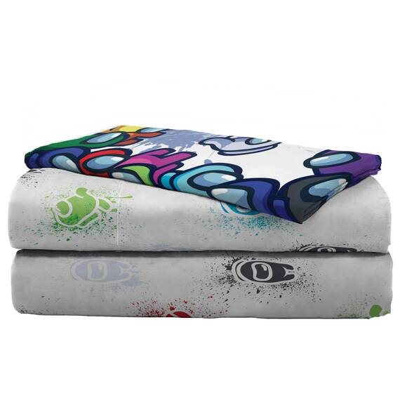 Jay Franco Among Us Space Splatter Bettwäsche-Set für Doppelbett, inklusive Bettdecke und Bettlaken-Set, superweiche, lichtbeständige Mikrofaser, 4-teilig