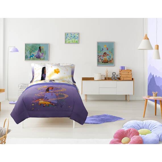 Disney Wish Bettwäsche-Set – 7-teiliges Bettwäsche-Set mit Bettlaken und Kissenbezügen – superweiche Kinderbettwäsche mit Asha, Valentino und Stern