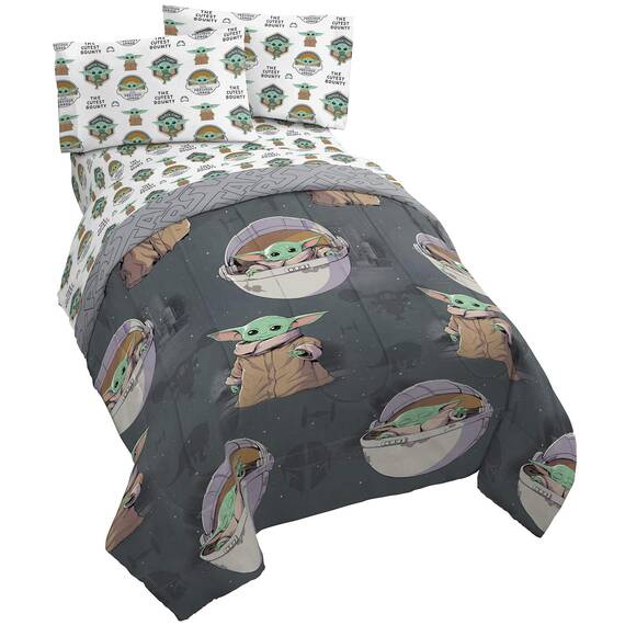 Star Wars The Mandalorian The Child Bettwäsche-Set, 5-teilig, inkl. wendbarer Bettdecke und Bettlaken, BabyYoda – superweiche, lichtbeständige Mikrofaser (offizielles Star Wars-Produkt)