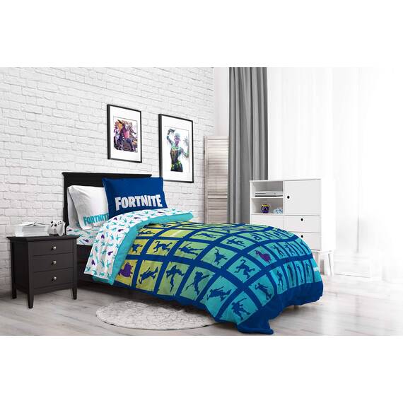 Jay Franco Fortnite Boogie Bomb Bettwäsche-Set für Doppelbett, 5-teilig, inkl. Wendebettwäsche und Bettlaken, superweich, farbecht, Mikrofaser, offizielles Fortnite-Produkt