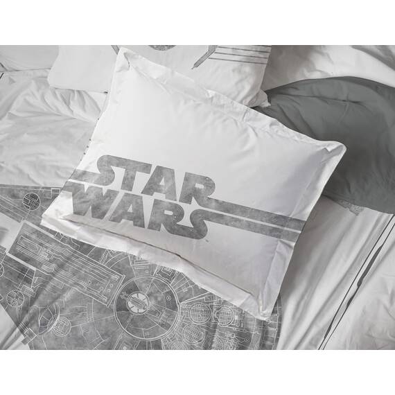 Star Wars Falcon Schematics 7 Piece Queen Size Bed Set - Includes Comforter & Sheet Set - Super Soft Kids Bedding Fade Resistant Microfiber (Official Star Wars Product)