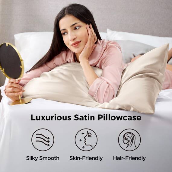 Bedsure Satin-Kissenbezüge für Kingsize-Bett, seidige Kissenbezüge für Haar und Haut, 50,8 x 91,4 cm, Kissenbezüge mit Hotelverschluss, ähnlich wie Seidenkissenbezüge, Geschenke für Damen und Herren,