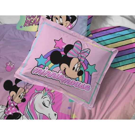 Jay Franco Disney Minnie Mouse Unicorn Dreams 7-teiliges Bettwäsche-Set – inklusive wendbarer Bettdecke und Bettlaken-Set – superweiche, lichtbeständige Mikrofaser – (offizielles Disney-Produkt)