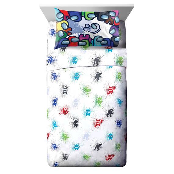 Jay Franco Among Us Space Splatter Bettwäsche-Set für Doppelbett, inklusive Bettdecke und Bettlaken-Set, superweiche, lichtbeständige Mikrofaser, 4-teilig