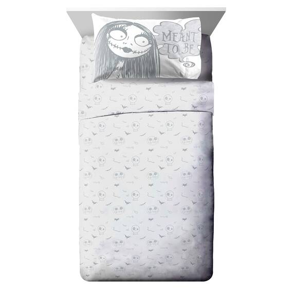 Jay Franco Disney Nightmare Before Christmas Meant to Be 4 Piece Twin Bed Set - Includes Comforter & Sheet Set - Bedding Features Jack Skellington & Sally (Official Disney Product)