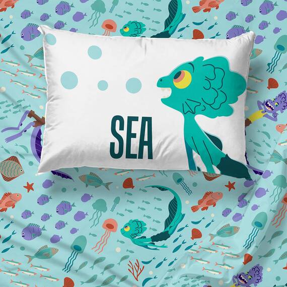 Jay Franco Disney Pixar Luca Here We Go Bettwäsche-Set, 5-teilig, inkl. Bettdecke und Bettlaken, superweiche, lichtbeständige Mikrofaser, offizielles Disney-Pixar-Produkt
