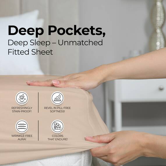 Utopia Bedding, Spannbetttuch für Twin-Size, Bettlaken, Tiefe Taschen, weiche Mikrofaser, schrumpf- und farbecht, pflegeleicht, nur 1 Spannbetttuch (Beige)