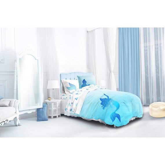 Jay Franco Disney The Little Mermaid Jewel 5 Piece Twin Bed Set - Includes Reversible Comforter & Sheet Set - Bedding Features Ariel - Super Soft Fade Resistant Microfiber (Official Disney Product)