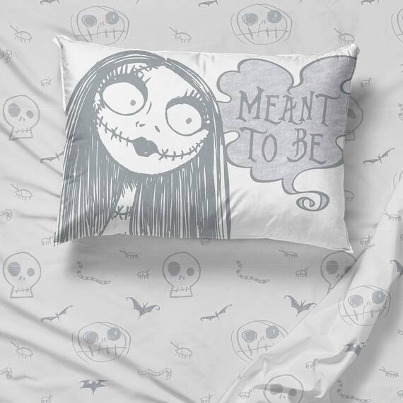 Jay Franco Disney Nightmare Before Christmas Meant to Be 4 Piece Twin Bed Set - Includes Comforter & Sheet Set - Bedding Features Jack Skellington & Sally (Official Disney Product)