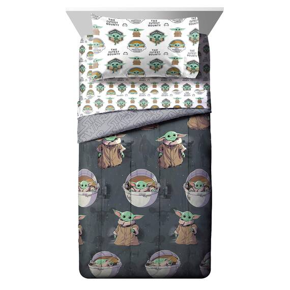 Star Wars The Mandalorian The Child Bettwäsche-Set, 5-teilig, inkl. wendbarer Bettdecke und Bettlaken, BabyYoda – superweiche, lichtbeständige Mikrofaser (offizielles Star Wars-Produkt)