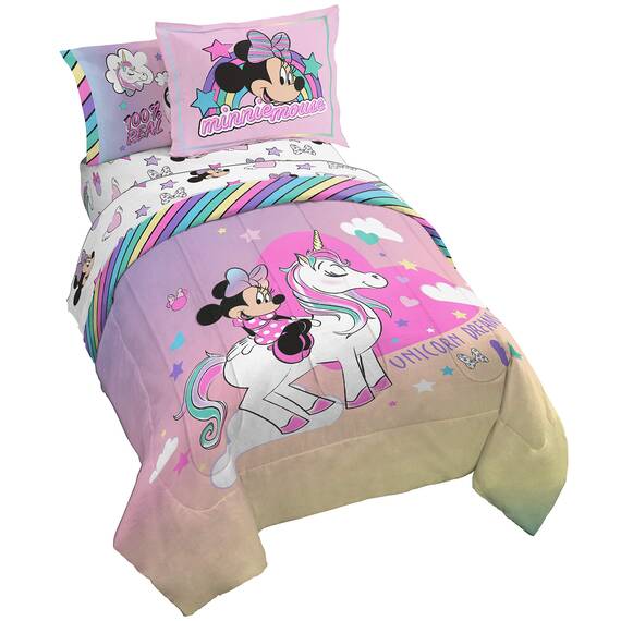 Jay Franco Disney Minnie Mouse Unicorn Dreams 7-teiliges Bettwäsche-Set – inklusive wendbarer Bettdecke und Bettlaken-Set – superweiche, lichtbeständige Mikrofaser – (offizielles Disney-Produkt)