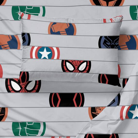 Jay Franco Marvel Avengers Emblems Bettwäsche-Set für Doppelbett, 5-teilig, inkl. Bettdecke und Bettlaken, superweiche, lichtbeständige Mikrofaser, offizielles Marvel-Produkt