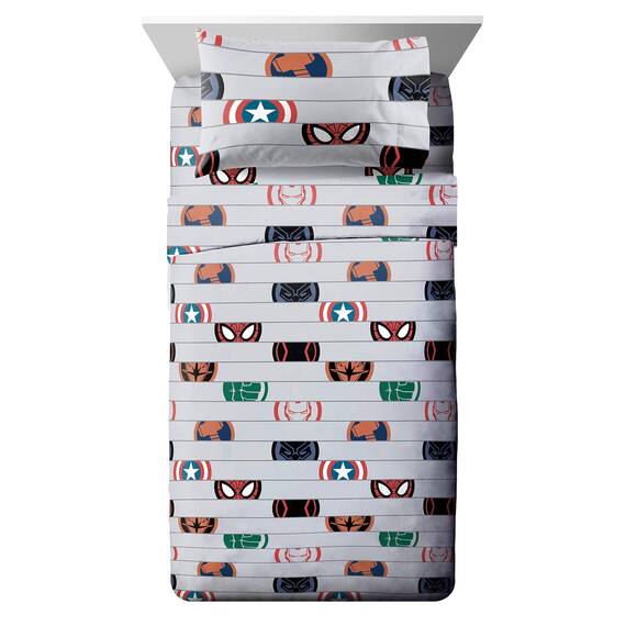 Jay Franco Marvel Avengers Emblems Bettwäsche-Set für Doppelbett, 5-teilig, inkl. Bettdecke und Bettlaken, superweiche, lichtbeständige Mikrofaser, offizielles Marvel-Produkt