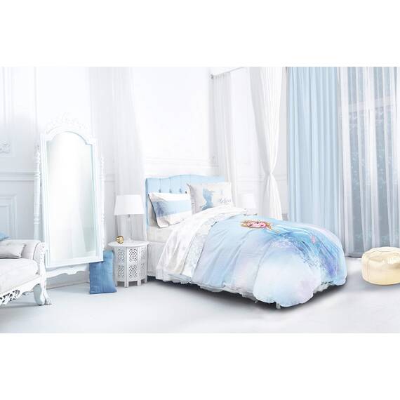 Jay Franco Disney Frozen 2 Elsa Color Block 7 Piece Queen Bed Set - Includes Reversible Comforter & Sheet Set Bedding - Super Soft Fade Resistant Microfiber (Official Disney Product)