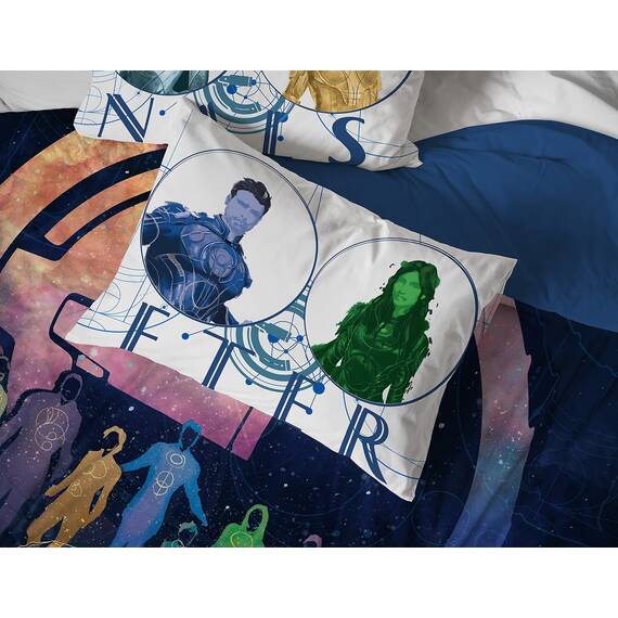 Jay Franco Marvel Eternals Space Force 7 Piece Queen Size Bed Set - Includes Comforter & Sheet Set Bedding - Super Soft Fade Resistant Microfiber (Official Marvel Product)