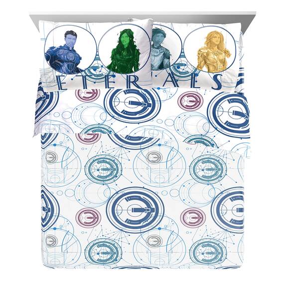 Jay Franco Marvel Eternals Space Force 7 Piece Queen Size Bed Set - Includes Comforter & Sheet Set Bedding - Super Soft Fade Resistant Microfiber (Official Marvel Product)