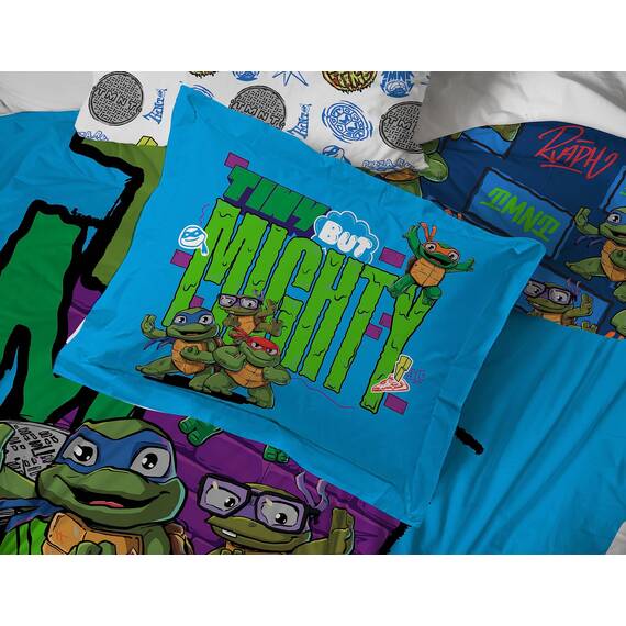 Jay Franco Nickelodeon Teenage Mutant Ninja Turtles Twin-Bettwäsche-Set – 5-teiliges Bettwäsche-Set inklusive Bettlaken und Kissenbezügen – superweiches Mini-Mutants-Mikrofaser-Bettwäsche-Set