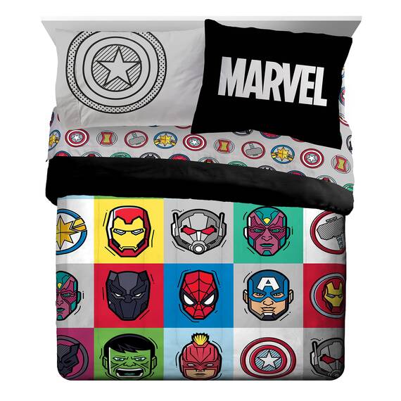 Jay Franco Marvel Avengers Pop 7 Piece Queen Size Bed Set - Includes Comforter & Sheet Set - Super Soft Fade Resistant Microfiber (Official Marvel Product), Mehrfarbig - Avengers