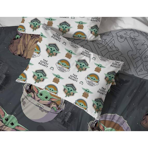 Star Wars The Mandalorian The Child Bettwäsche-Set, 5-teilig, inkl. wendbarer Bettdecke und Bettlaken, BabyYoda – superweiche, lichtbeständige Mikrofaser (offizielles Star Wars-Produkt)