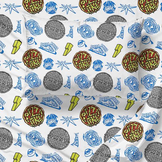 Jay Franco Nickelodeon Teenage Mutant Ninja Turtles Twin-Bettwäsche-Set – 5-teiliges Bettwäsche-Set inklusive Bettlaken und Kissenbezügen – superweiches Mini-Mutants-Mikrofaser-Bettwäsche-Set