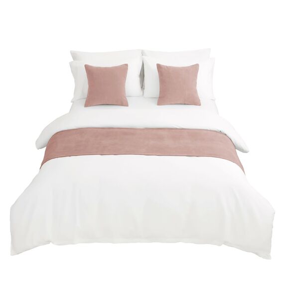 AMBERIS Bett Läufer Single Layer Chenille Koralle Rosa, Modern Style Bett Schals für Home Hotel Dekorationen (Kissenbezüge separat erhältlich)
