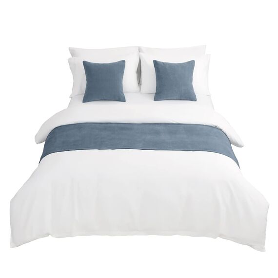 AMBERIS Bett Läufer Single Layer Chenille Blau, Modern Style Bett Schals für Home Hotel Dekorationen (Kissenbezüge separat erhältlich)